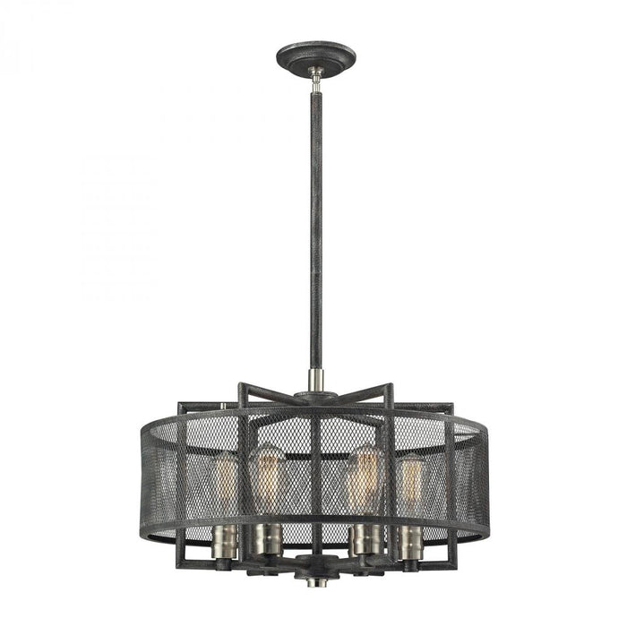 Slatington 6-Light Chandelier in Brushed Nickel and Silvered Graphite with Metal Mesh Shade