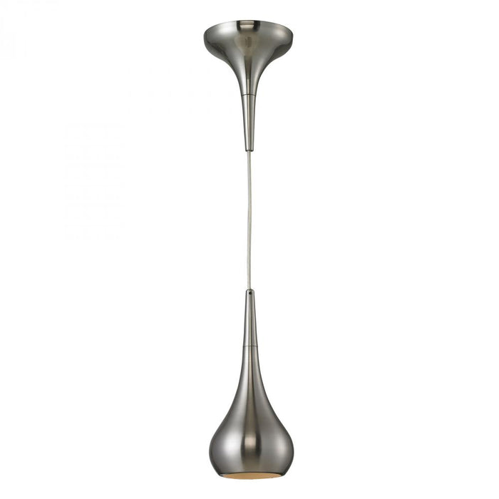 Lindsey 1-Light Mini Pendant in Satin Nickel with Satin Nickel Finished Glass