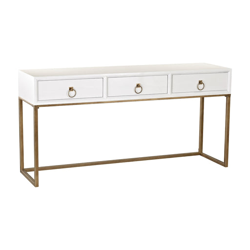 Suite 3-Drawer Console Table in White and Gold