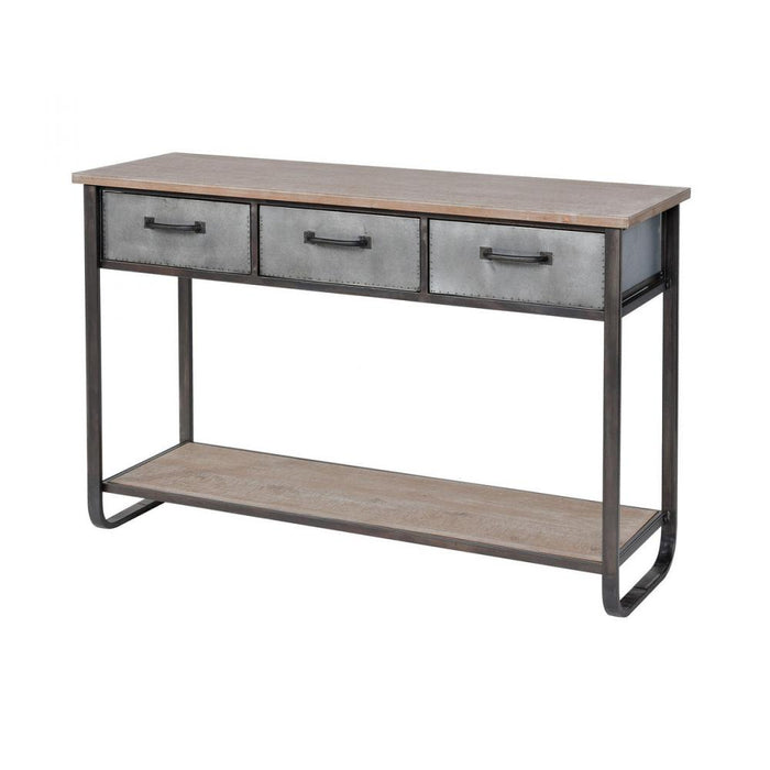 Whitepark Bay Console in Natural Fir Wood and Galvanized Steel - Medium