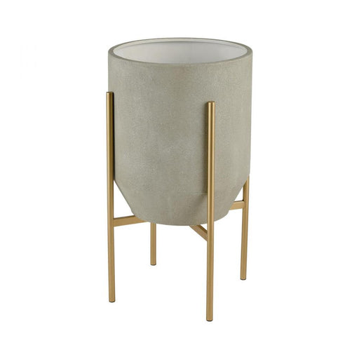 Ramona Indoor Planter in Light Grey Concrete and Gold