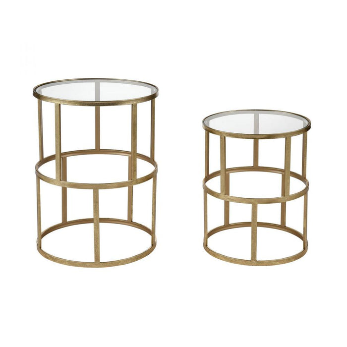 Landro Accent Tables in Gold Leaf and Clear (Set of 2)