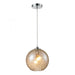 Watersphere 1-Light Mini Pendant in Chrome with Hammered Amber Glass