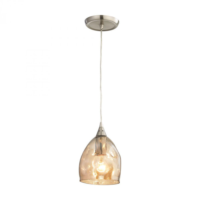 Marchand 1-Light Mini Pendant in Satin Nickel with Champagne-plated Glass