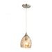 Marchand 1-Light Mini Pendant in Satin Nickel with Champagne-plated Glass