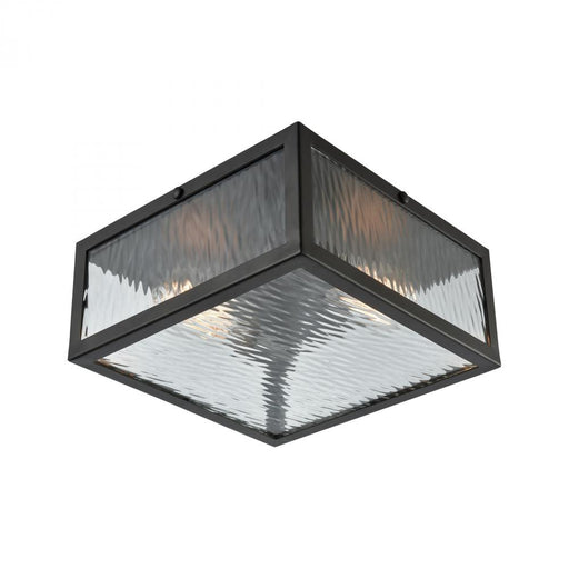 Placid 2-Light Flush Mount in Oil Rubbed Bronze with Clear Ripple Glass