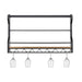 Wavertree Hanging Wine and Glass Rack in Black and Natural Fir Wood