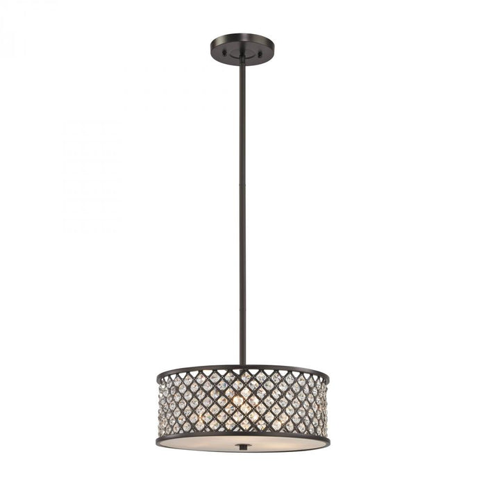 Genevieve 3-Light Chandelier in Oil Rubbed Bronze with Crystal and Mesh Shade