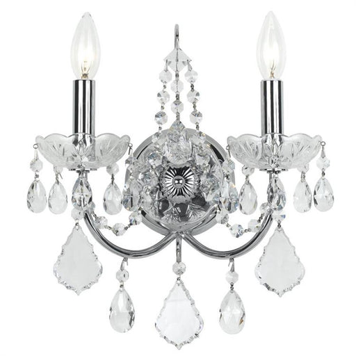 Imperial 2 Light Clear Italian Crystal Polished Chrome Sconce