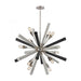 Solara 10-Light Chandelier in Polished Nickel with Washed Grey Wood-tone Spindles