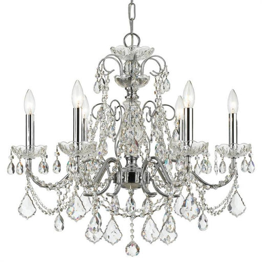 Imperial 6 Light Clear Italian Crystal Polished Chrome Chandelier