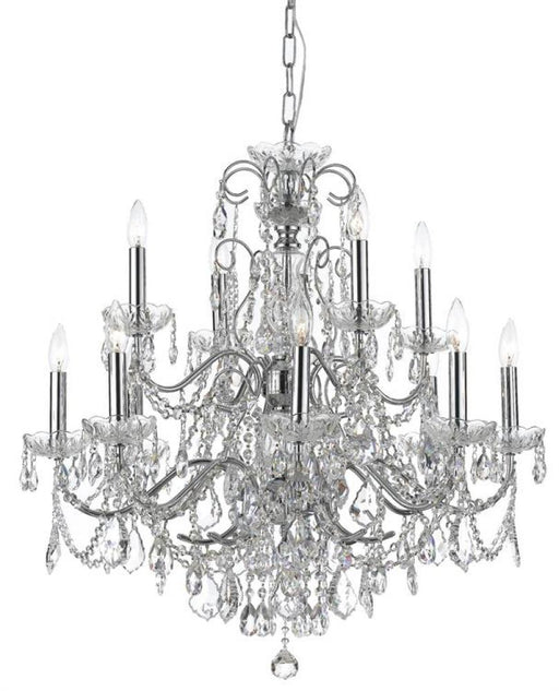 Imperial 12 Light Clear Italian Crystal Polished Chrome Chandelier