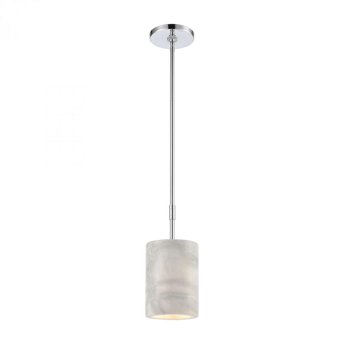 Lexington Avenue 1-Light Mini Pendant in Polished Chrome with Thick White Marble