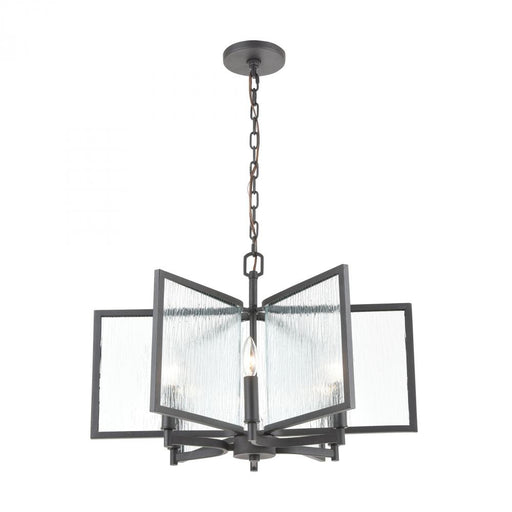 Inversion 6-Light Chandelier in Charcoal with Textured Clear Glass