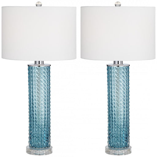 TL-Sea Blue Glass & Crystal set of 2