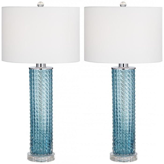 TL-Sea Blue Glass & Crystal set of 2