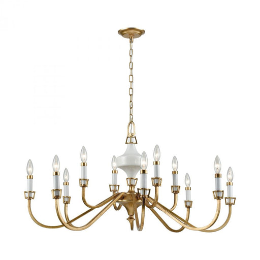 Ceramique 12-Light Chandelier in Antique Gold Leaf