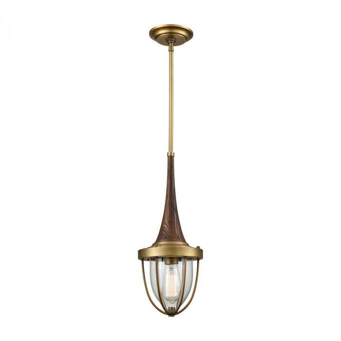 Sturgis 1-Light Mini Pendant in Brushed Antique Brass with Clear Blown Glass