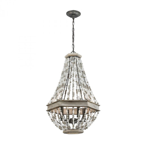 Summerton 4-Light Chandelier in Washed Gray and Malted Rust with Strung Beads