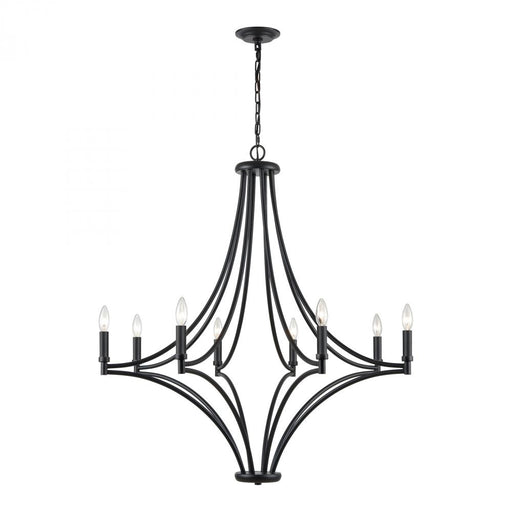 Spanish Villa 8-Light chandelier in  Charcoal / Candle covers: Charcoal, Satin Brass, Satin Nickel