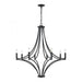 Spanish Villa 8-Light chandelier in  Charcoal / Candle covers: Charcoal, Satin Brass, Satin Nickel