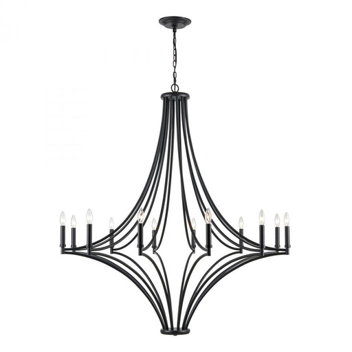 Spanish Villa 12-Light chandelier in  Charcoal / Candle covers: Charcoal, Satin Brass, Satin Nickel