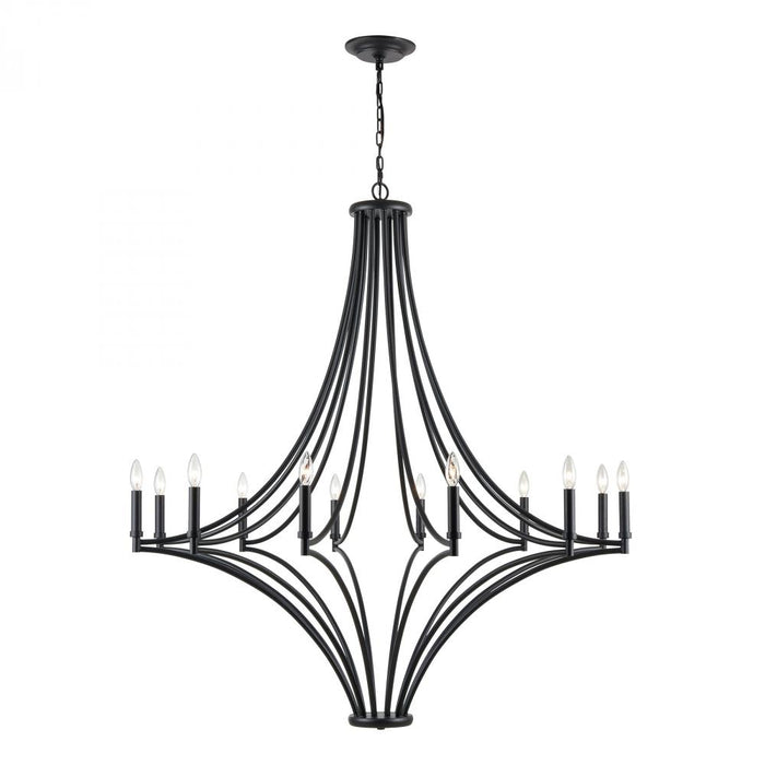 Spanish Villa 12-Light chandelier in  Charcoal / Candle covers: Charcoal, Satin Brass, Satin Nickel