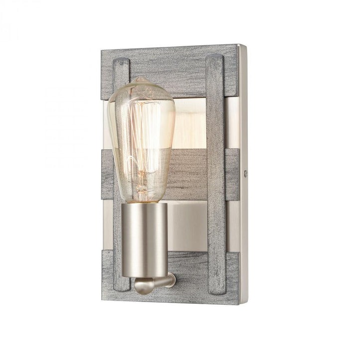 Brigantine 1-Light vanity light in  Weathered Driftwood / Satin Nickel