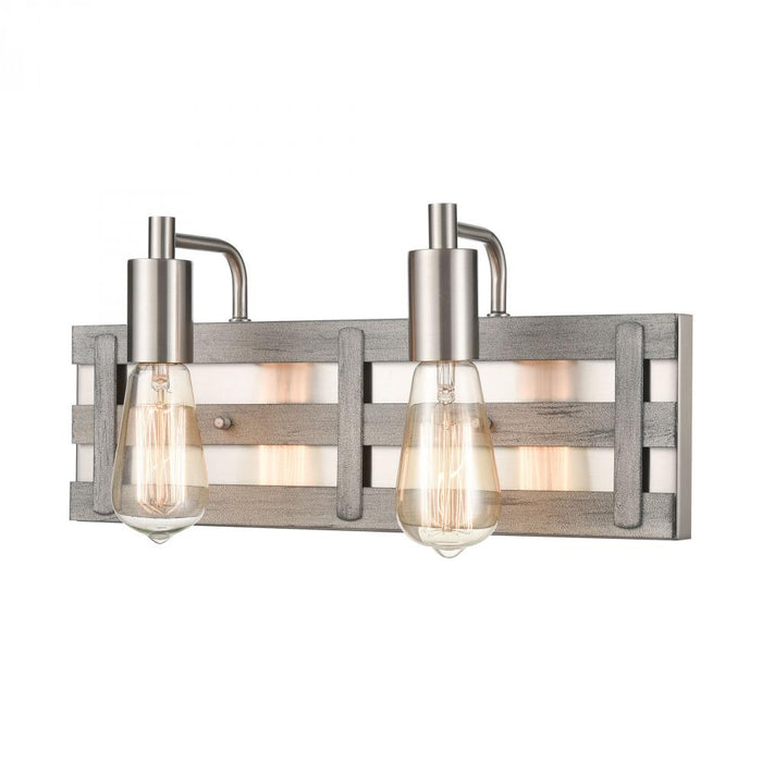 Brigantine 2-Light vanity light in  Weathered Driftwood / Satin Nickel