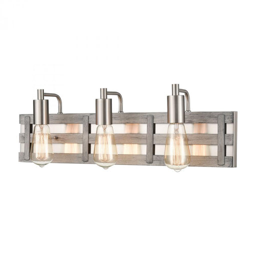 Brigantine 3-Light vanity light in  Weathered Driftwood / Satin Nickel