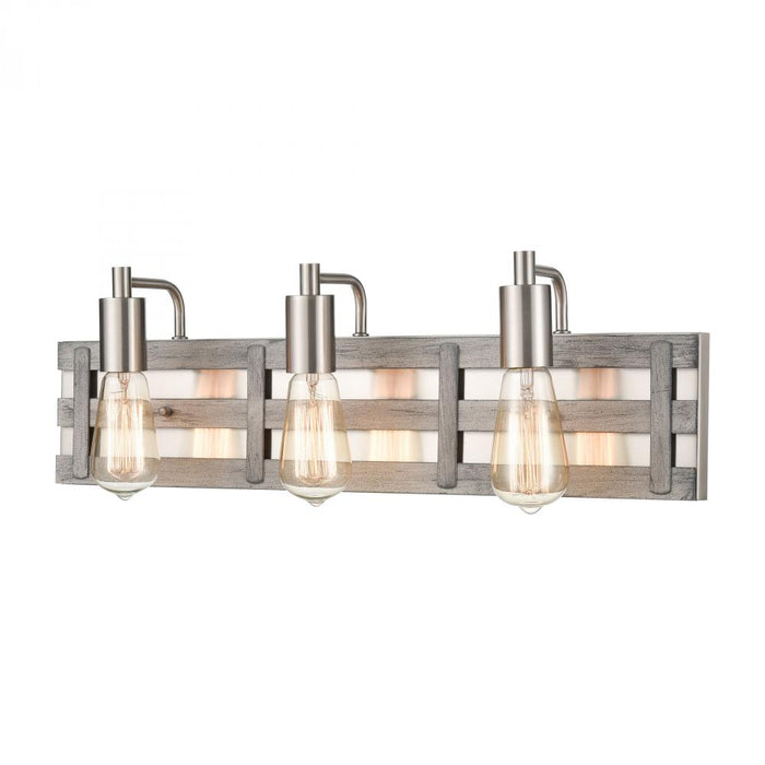 Brigantine 3-Light vanity light in  Weathered Driftwood / Satin Nickel