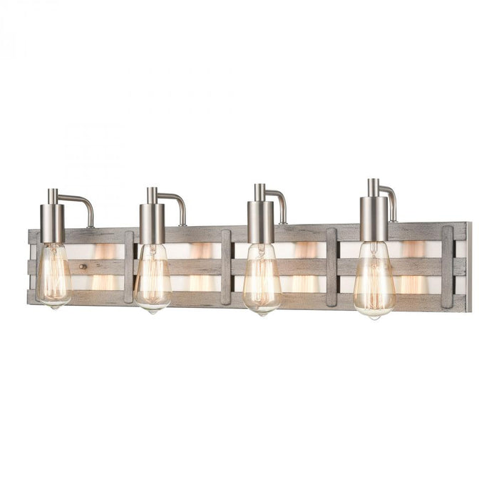 Brigantine 4-Light vanity light in  Weathered Driftwood / Satin Nickel