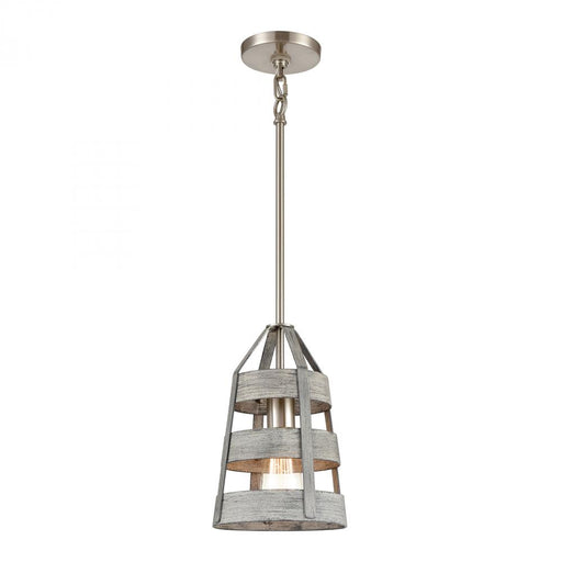 Brigantine 1-Light mini pendant in  Weathered Driftwood / Satin Nickel