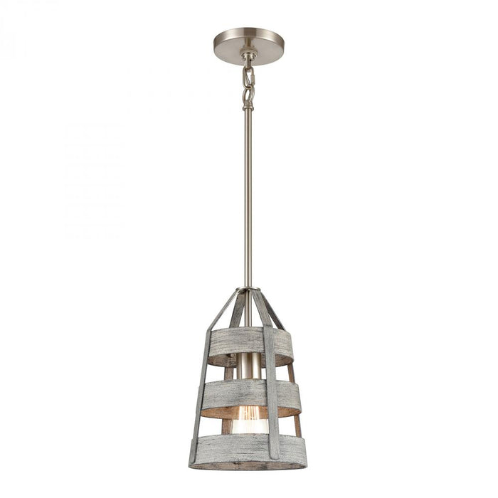 Brigantine 1-Light mini pendant in  Weathered Driftwood / Satin Nickel