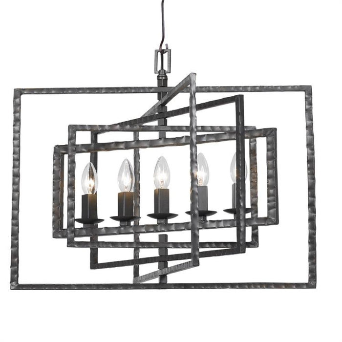 Capri 5 Light Raw Steel Chandelier