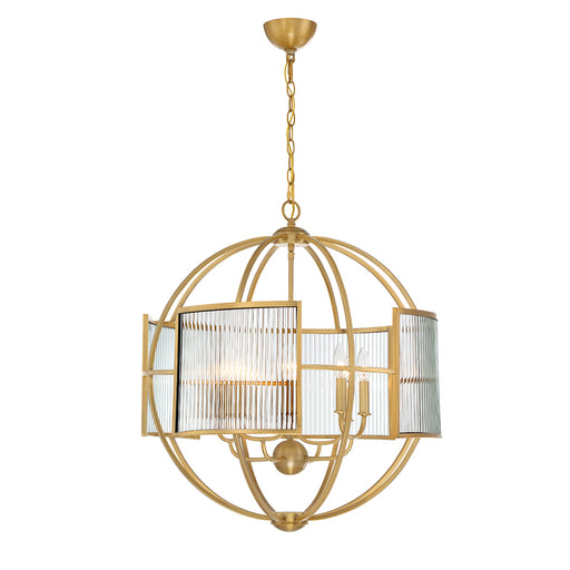 MANILOW,8LT CHANDELIER,BRASS