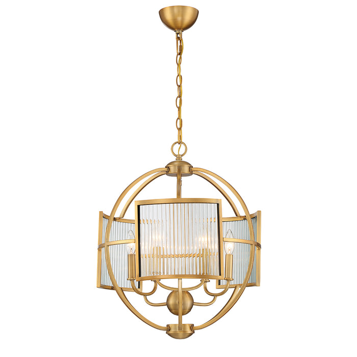 MANILOW,6LT CHANDELIER,BRASS