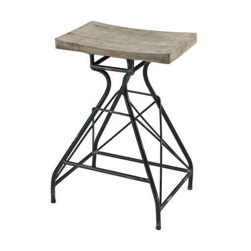 Paloma Bar Stool in Natural Wood and Dark Bronze