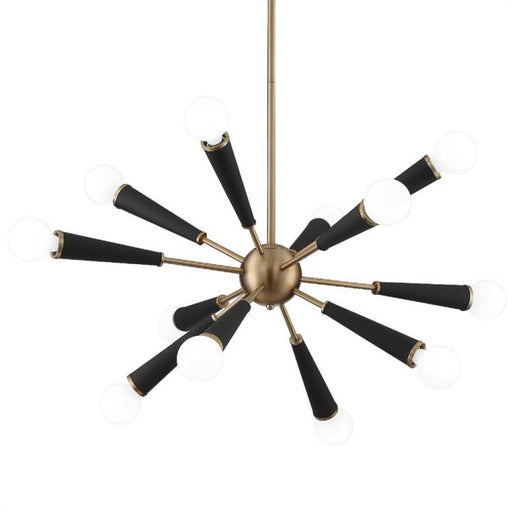 Zodiac 12 Light Aged Brass Chandelier