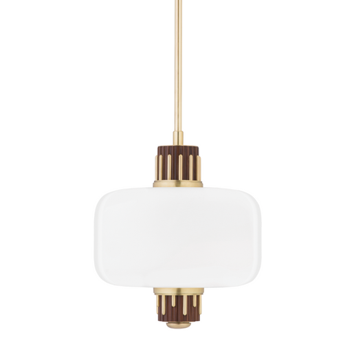 1 LIGHT PENDANT W/ LIGHT WALNUT ACCENT