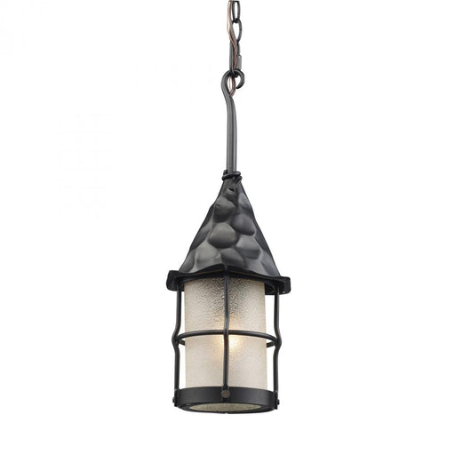 Rustica 1-Light Outdoor Pendant in Matte Black