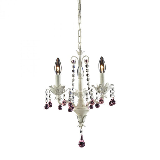 Elise 3-Light Chandelier in Antique White with Crystal