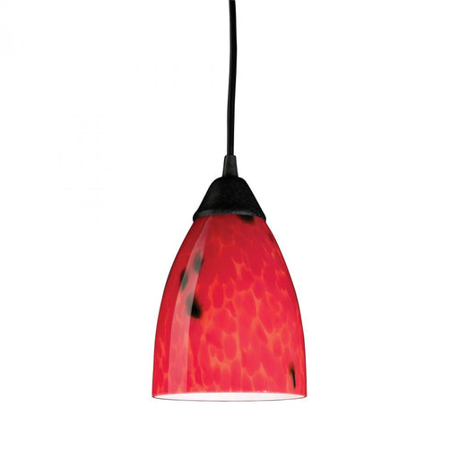 Classico 1-Light Mini Pendant in Dark Rust with Fire Red Glass - Includes LED Bulb