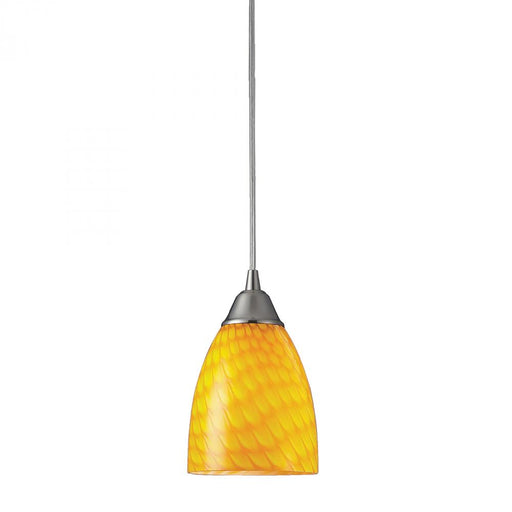 Arco Baleno 1-Light Mini Pendant in Satin Nickel with Canary Glass - Includes LED Bulb