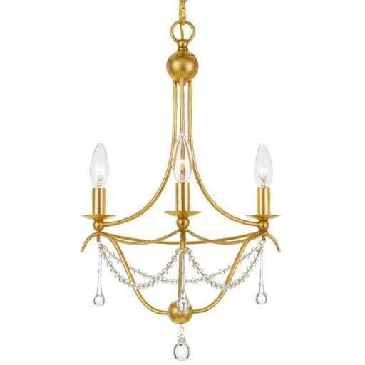 Metro 3 Light Antique Gold Mini Chandelier