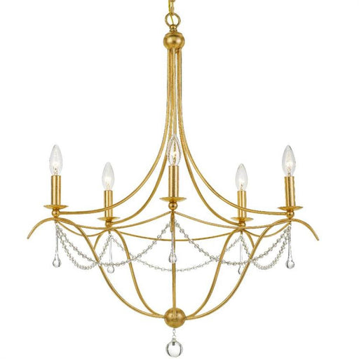 Metro 5 Light Antique Gold Chandelier