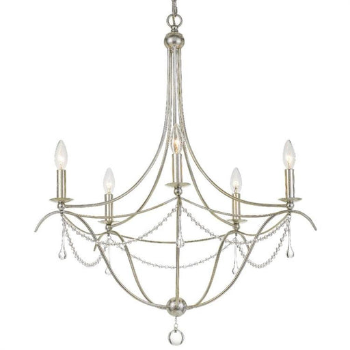 Metro 5 Light Crystal Beads Silver Chandelier