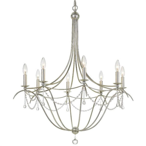 Metro 8 Light Crystal Beads Silver Chandelier