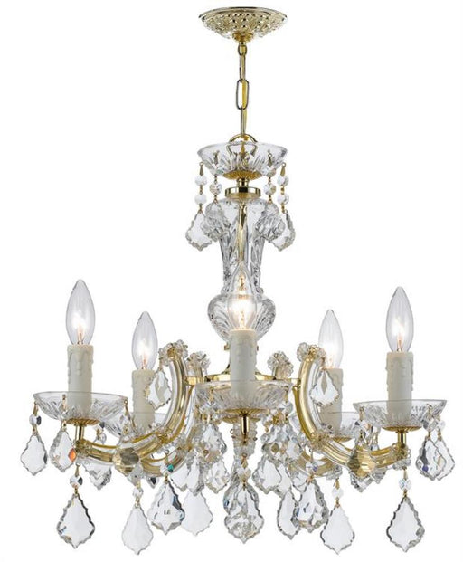 Maria Theresa 5 Light Hand Cut Crystal Gold Mini-Chandelier