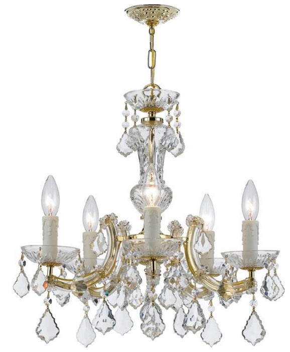 Maria Theresa 5 Light Spectra Crystal Gold Mini-Chandelier